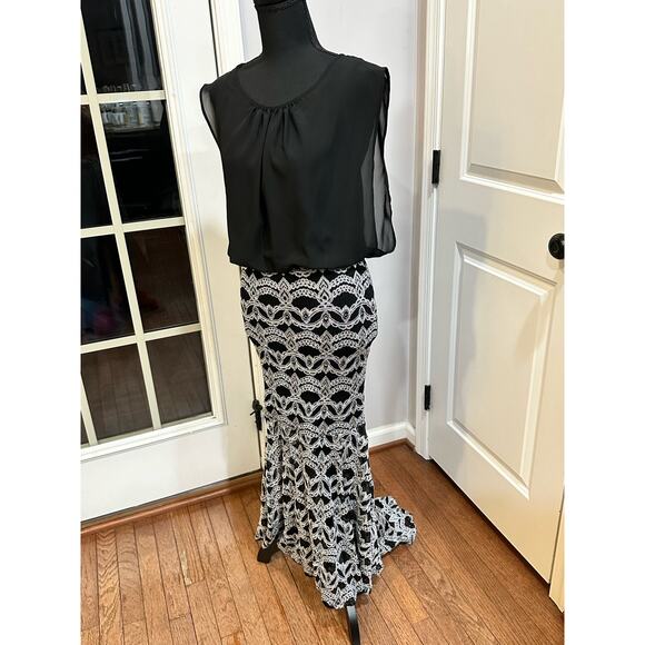 Women Silver Black High- Low lace maxi Bodycon Mermaid dress Size (S) - Picture 14 of 14